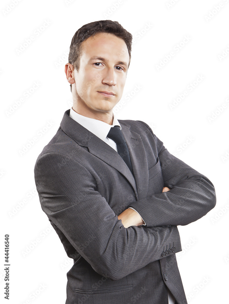 Portrait cool young businessman, isolated on white background Portrait cool young businessman, isolated on white background