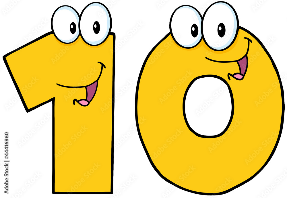 Number Ten Cartoon Character Stock Vector | Adobe Stock
