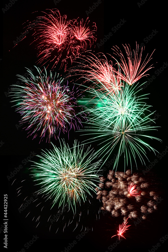 Fireworks exploding against night sky