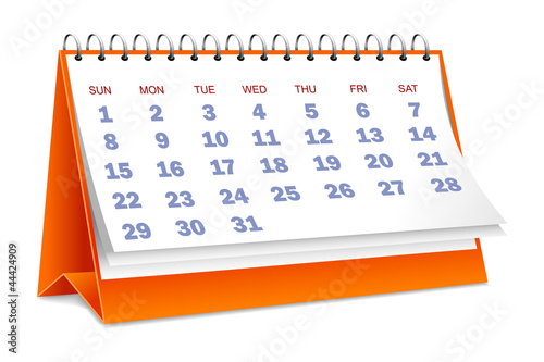 vector illustration of desktop calendar against white