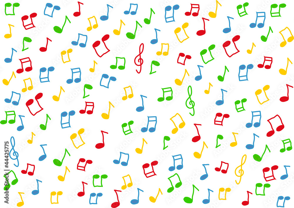 Colorful music notes background illustration