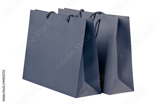 Gray shopping bags.