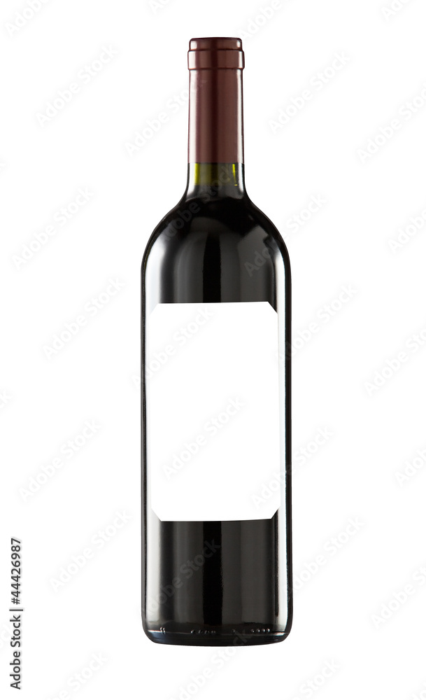 Red wine bottle isolated with blank label. Clipping path include Red wine bottle isolated with blank label. Clipping path include