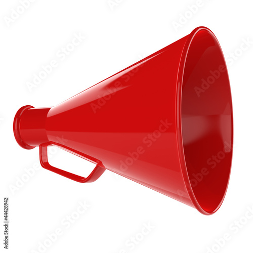 3D Bullhorn... Retro megaphone in a red color