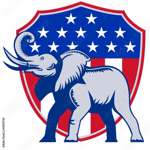 Republican Elephant Mascot USA Flag