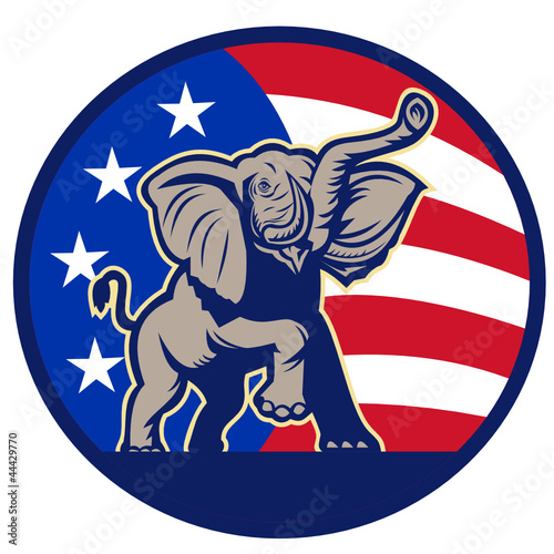 Republican Elephant Mascot USA Flag