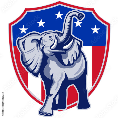 Republican Elephant Mascot USA Flag