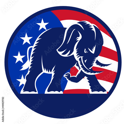 Republican Elephant Mascot USA Flag