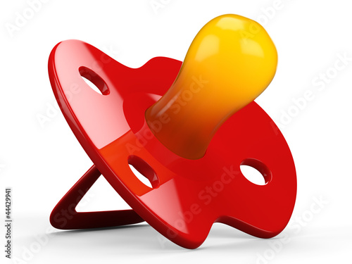 3D Baby's dummy on white isolated background.