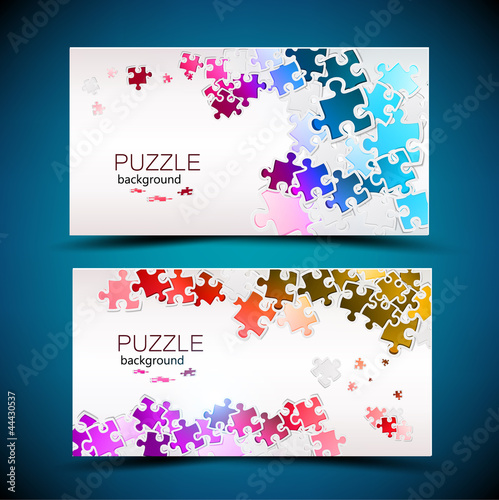 Business cards with mosaic made from puzzle pieces