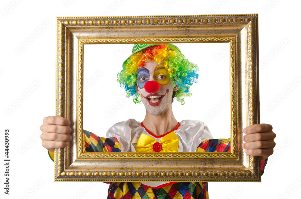 Obraz premium Funny clown on the white