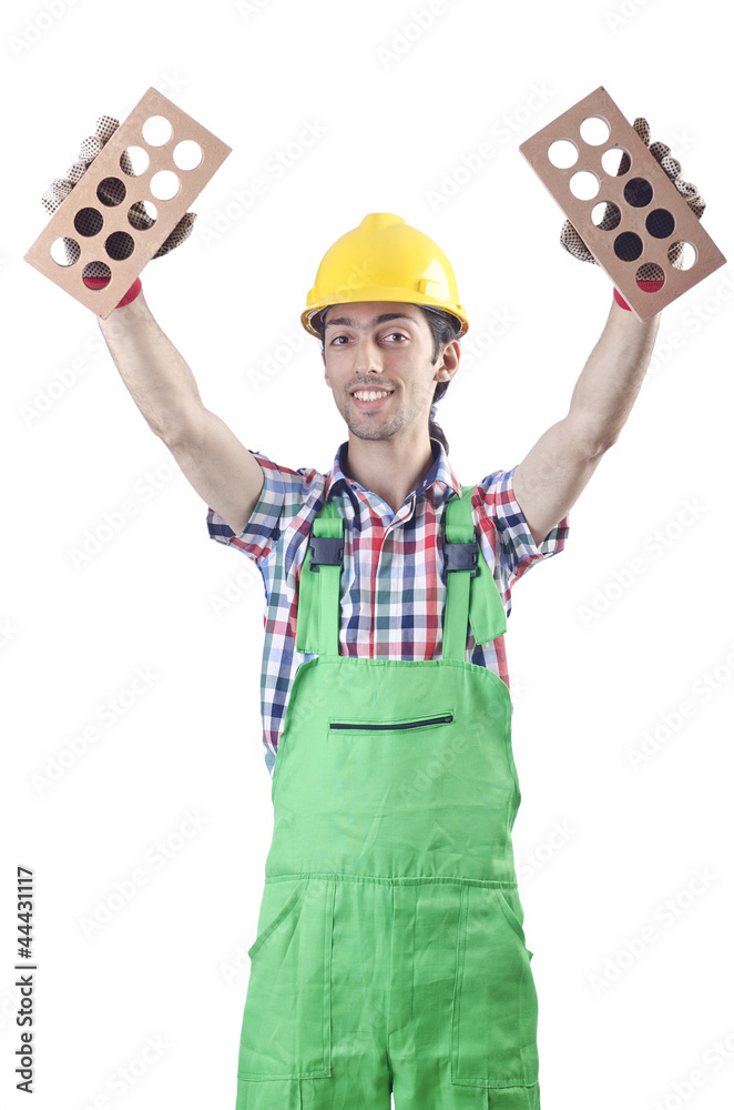 Construction worker isolated on the white Construction worker isolated on the white