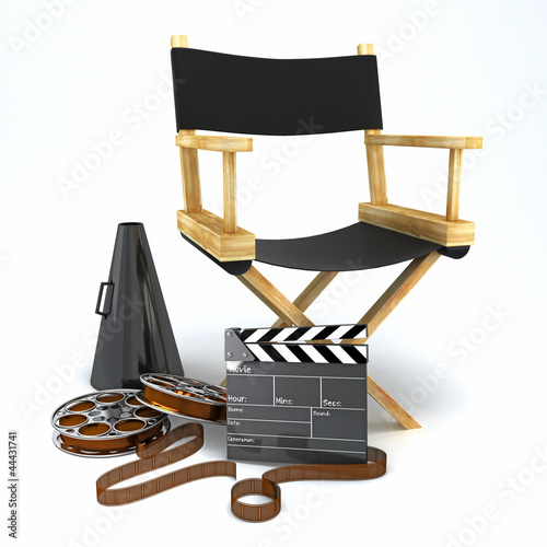 illustration of director's chair with clap board and megaphone photo