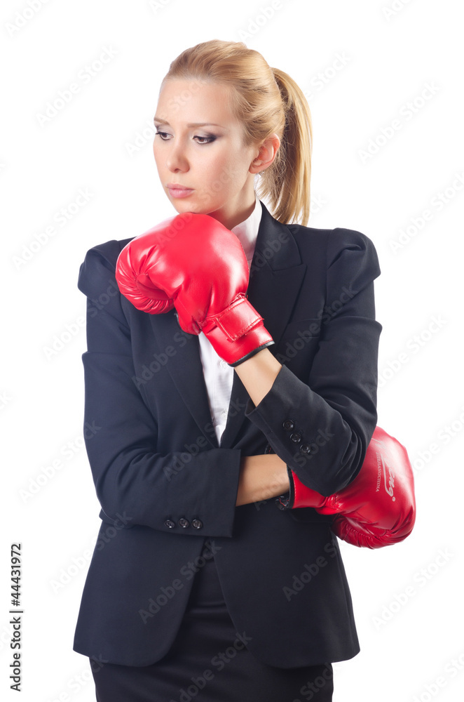 Woman boxer isolated on white Woman boxer isolated on white