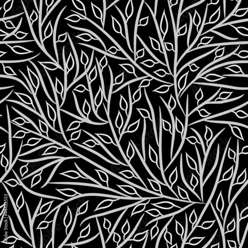 Seamless vector pattern with branch and leaves