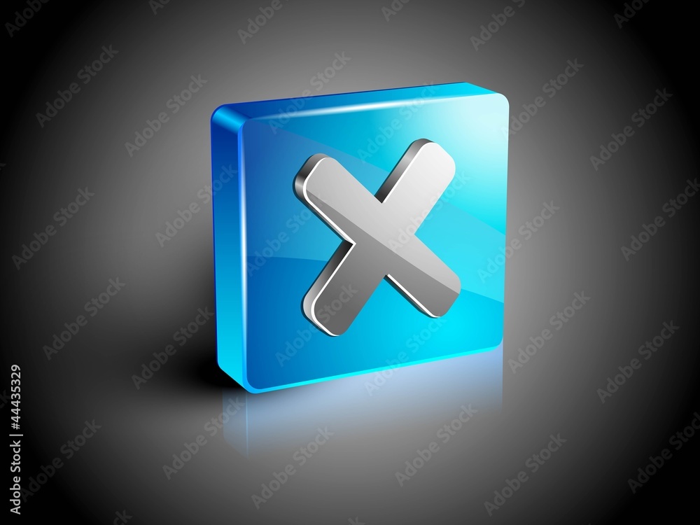 Obraz premium Glossy 3D web 2.0 cross mark validation symbol icon set. EPS 10.