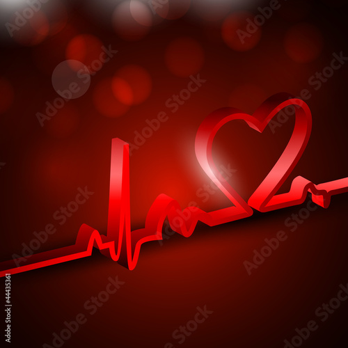 Heart and heartbeat symbol on reflective surface. EPS 10.