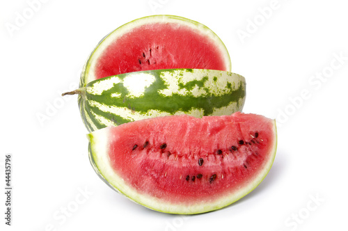 Watermelon and slice of watermelon on white background