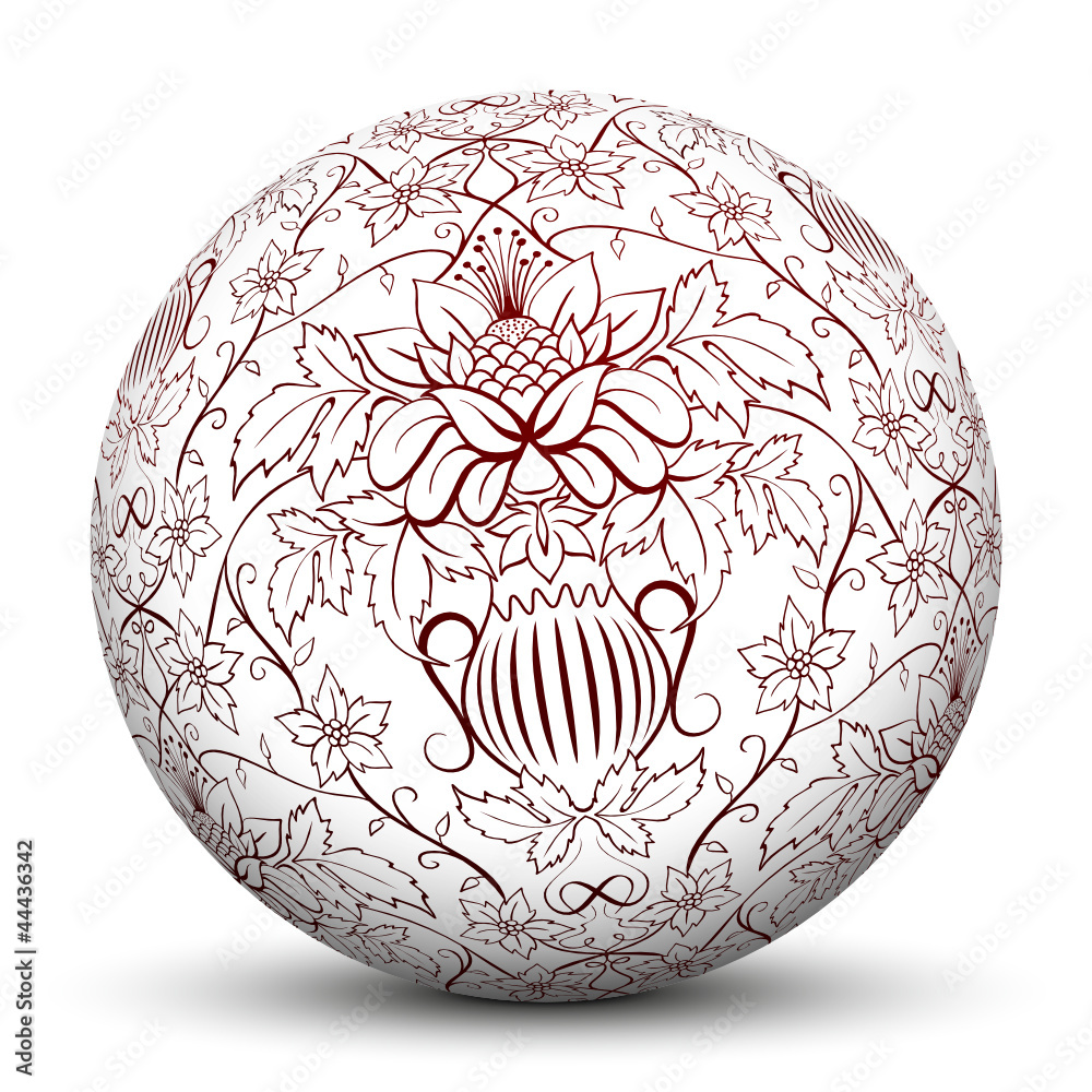 Kugel, 3D, Ornament, Floral, Retro, Dekoration, Sphere, Ball Kugel, 3D, Ornament, Floral, Retro, Dekoration, Sphere, Ball