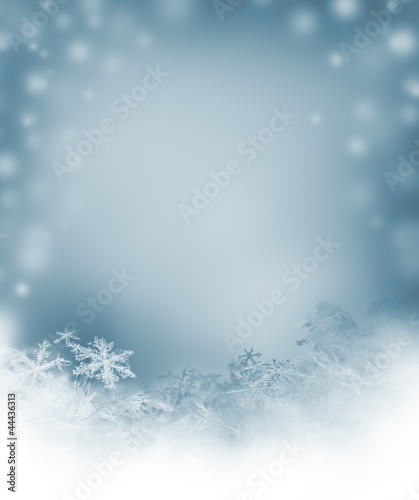 winter background with natural snowflakes