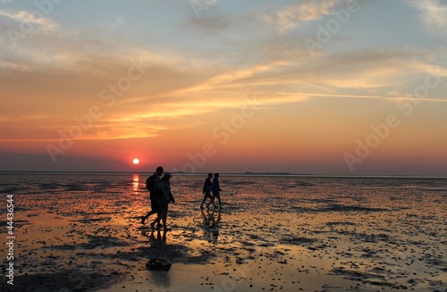 Wattwanderung bei Sonnenuntergang