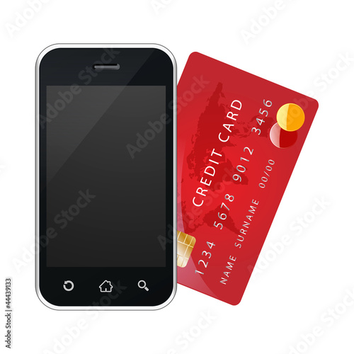 e-commerce , smartphone with credit card