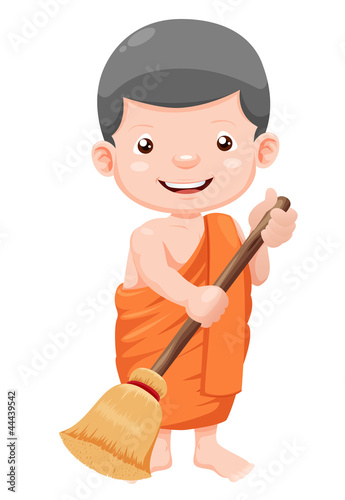 Cute young monk cartoon