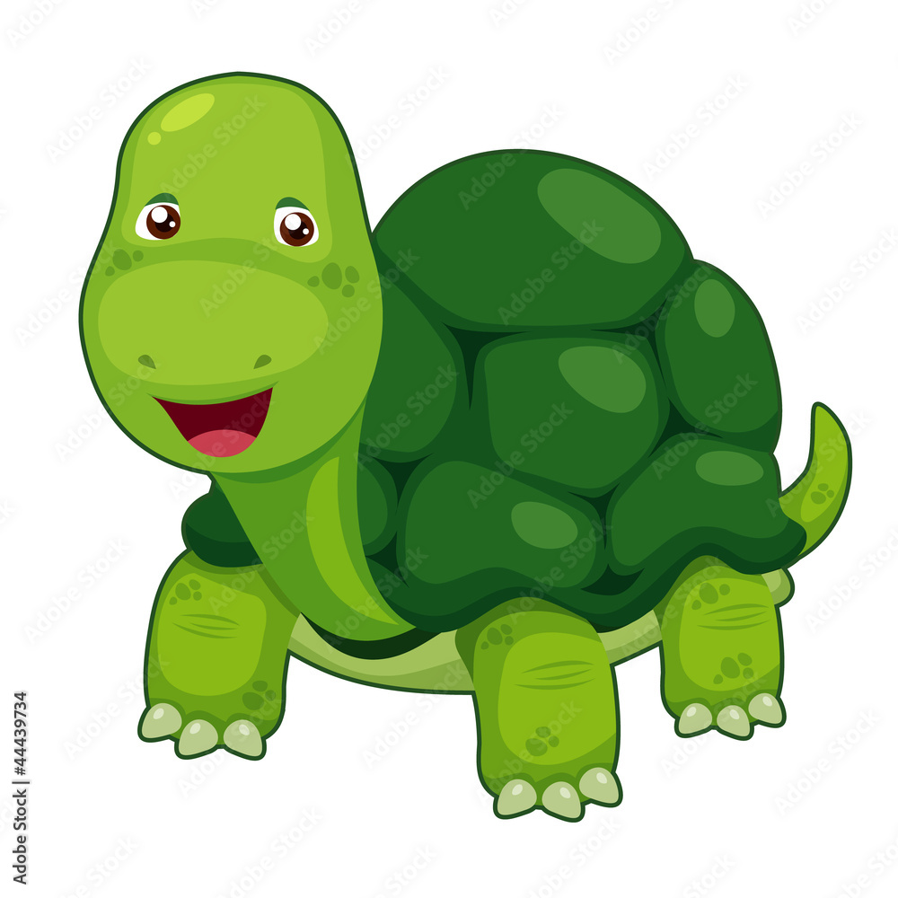 Obraz premium Cute Cartoon Turtle with a Happy Expression