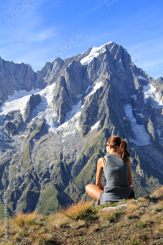 Hiker woman fascinated by panoramic view © captblack76