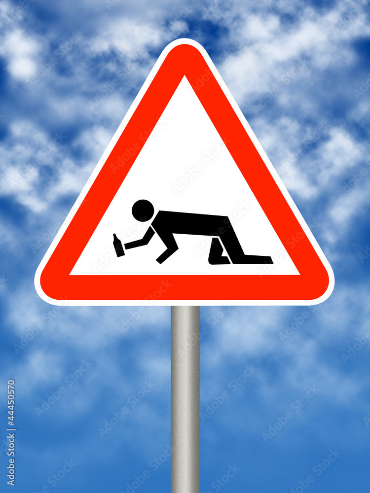Sign - drunk man crossing warning Sign - drunk man crossing warning