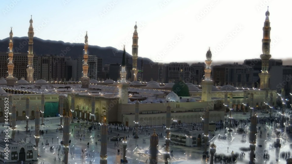 Prophet's Mosque at with digital transitions