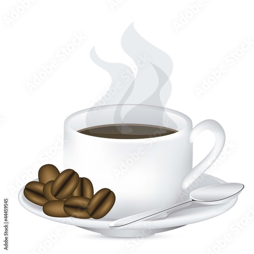 Cup of steaming coffee