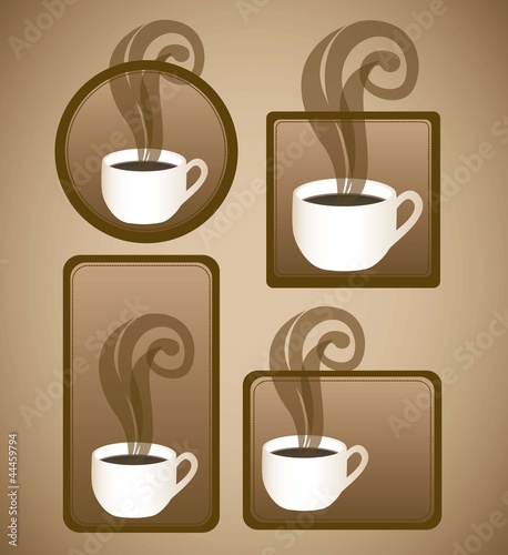 labels of steaming coffee