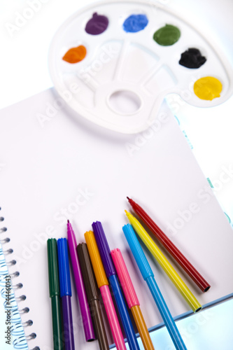 School tools on a white background
