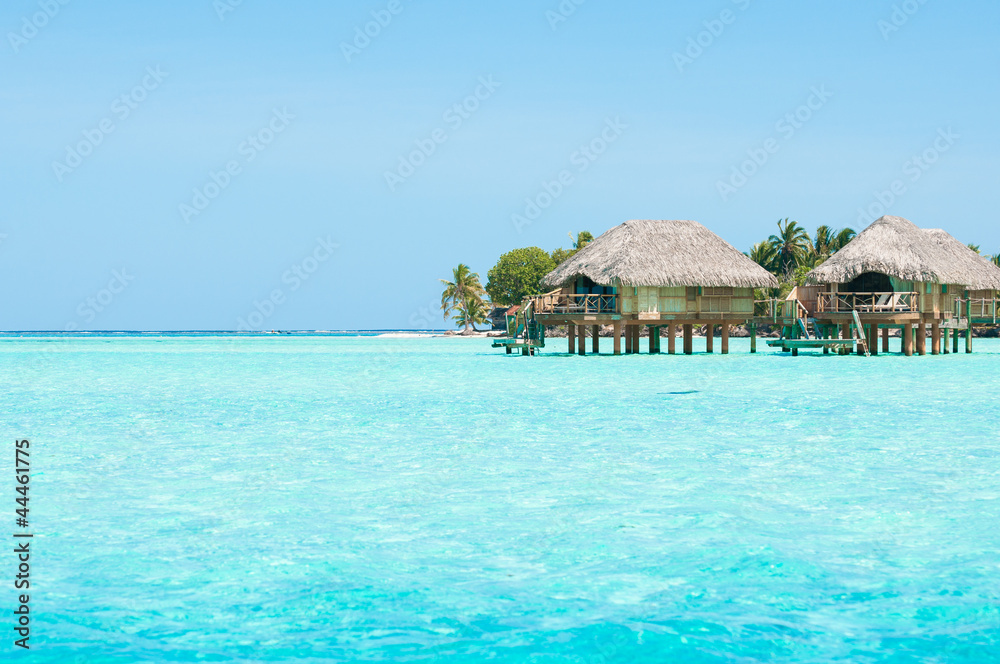 Transparent water and bungalows