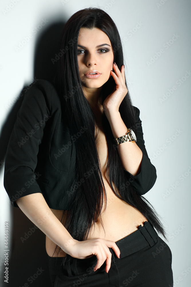 Fototapeta premium A photo of sexual beautiful girl is in fashion style