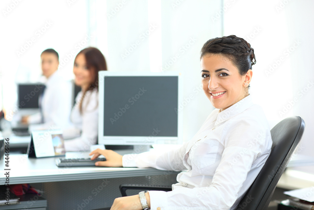 Closeup portrait of business woman giving you cute Closeup portrait of business woman giving you cute