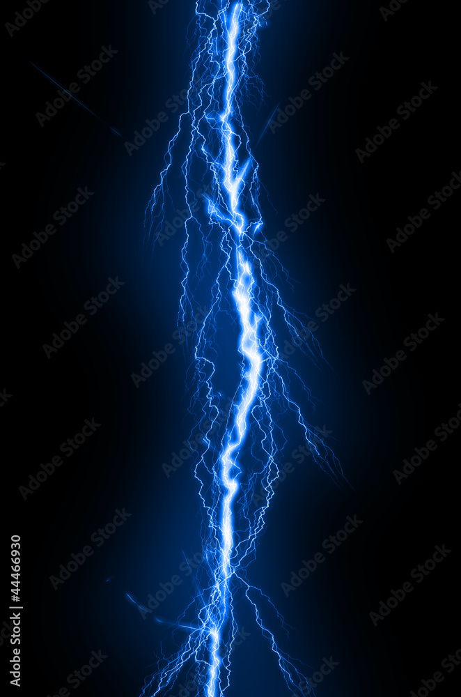 Lightning flash on black background - obrazy, fototapety, plakaty 