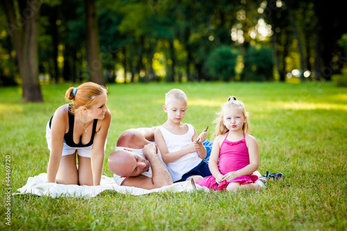 Happy family in a park