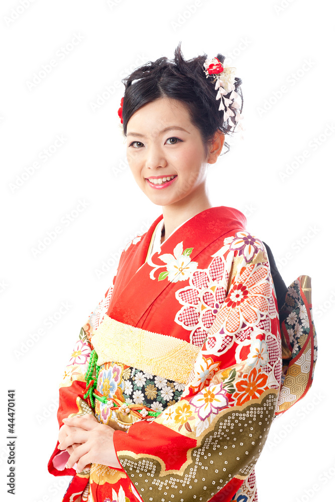 japanese kimono woman on white background japanese kimono woman on white background
