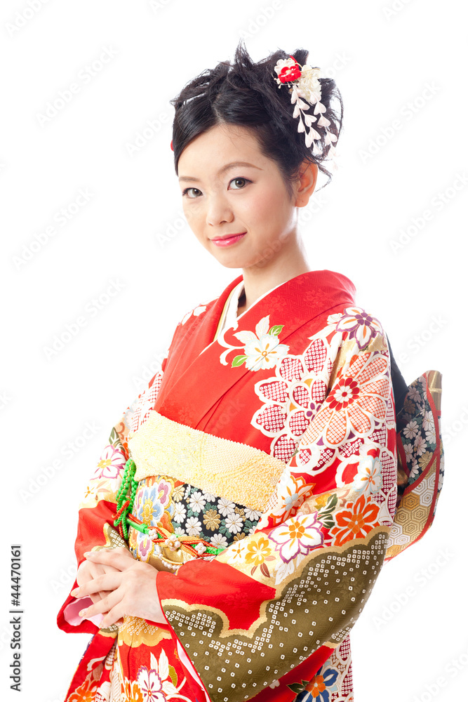 japanese kimono woman on white background japanese kimono woman on white background