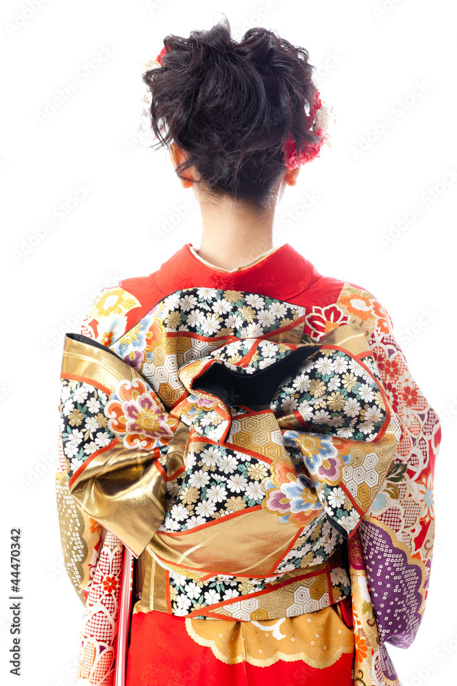 japanese kimono woman on white background japanese kimono woman on white background
