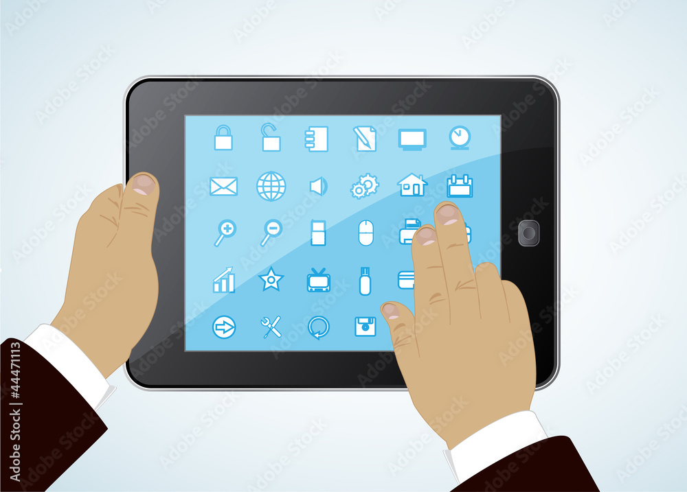 tablet in hands - concept a successful modern business life tablet in hands - concept a successful modern business life