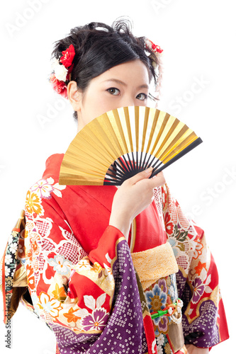 japanese kimono woman with traditional fan