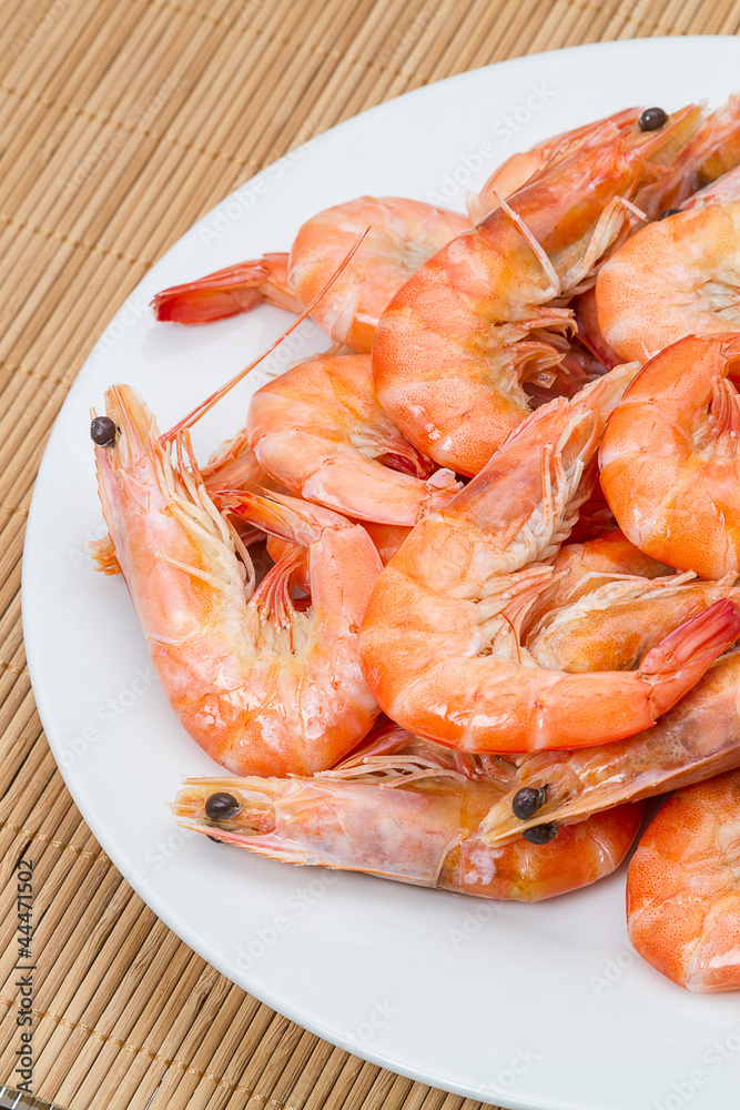 Boiled shrimp on a plate Boiled shrimp on a plate