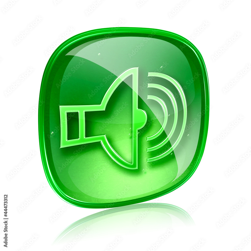 speaker icon green glass, isolated on white background. speaker icon green glass, isolated on white background.
