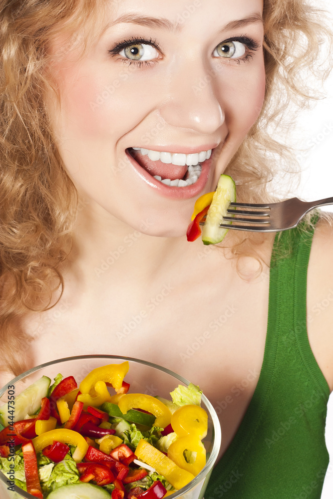 Young beautiful girl and a vegetarian diet Young beautiful girl and a vegetarian diet