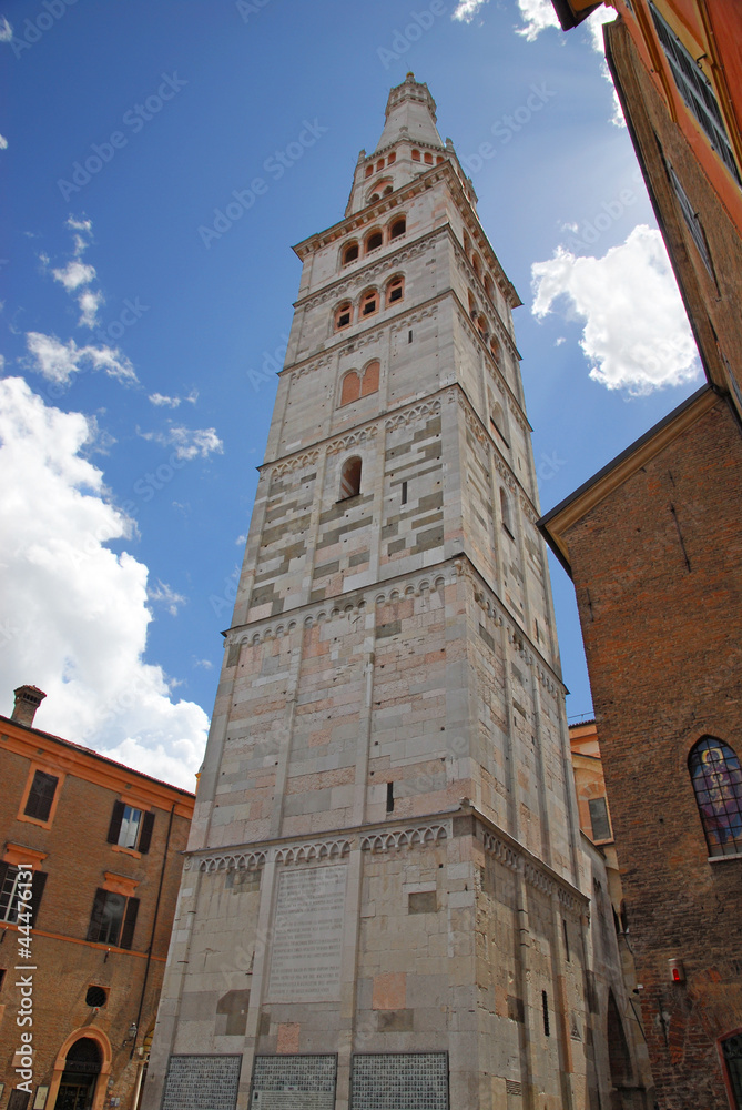 Italy, the Ghirlandina bell tower of the Modena cathedral. Italy, the Ghirlandina bell tower of the Modena cathedral.