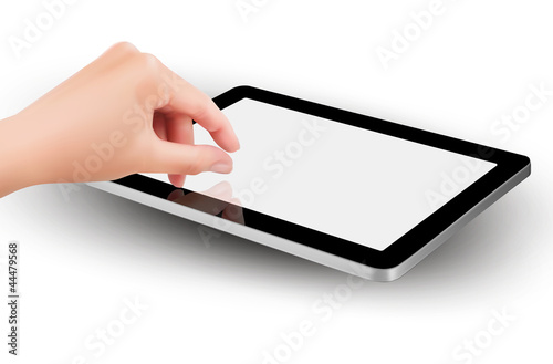 Fingers pinching to zoom tablet s screen  Vector