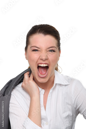 Screaming woman in suit